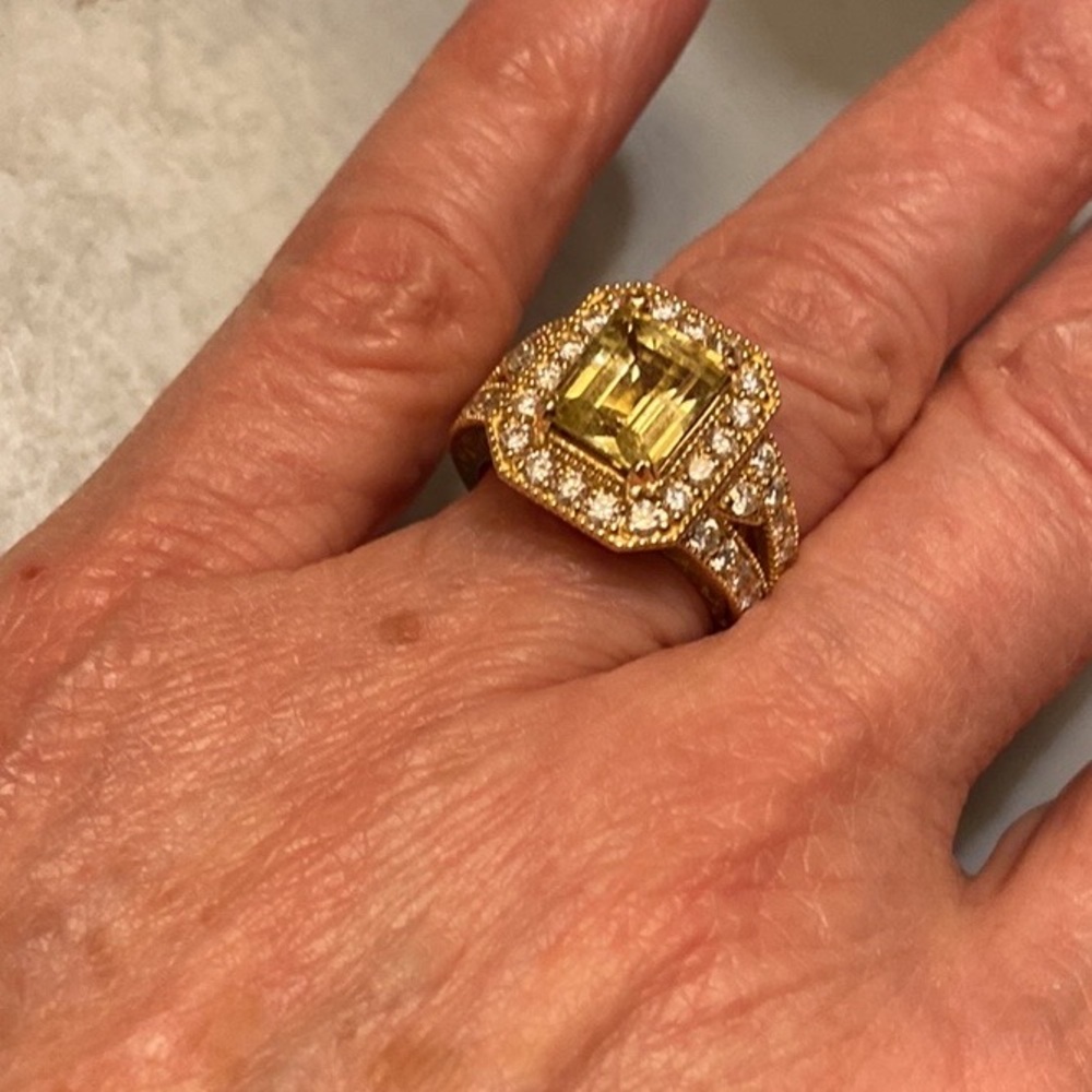 RADIANT ❤️‍🩹❤️❤️‍🩹14k Yellow Gold 4.00ct Beryl 1.30ct Diamond Ring - Picture 9 of 9